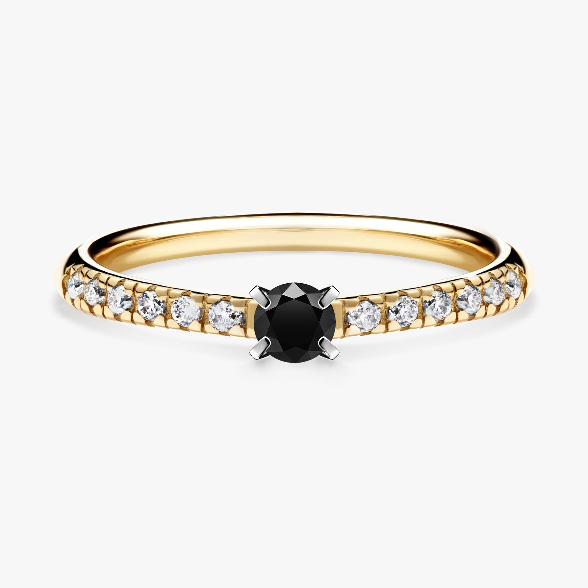 Pierscionek zareczynowy z diamentem czarnym 022 CT z zoltego zlota my sunshine 01 (1)
